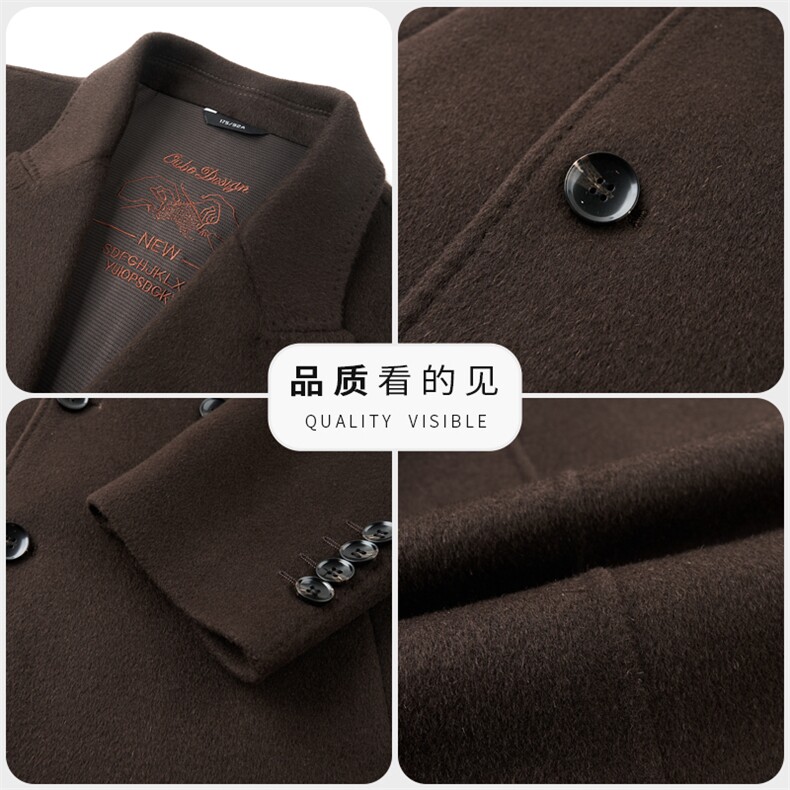 高端中年绵羊毛羽绒内胆西服大衣男秋冬中青年双面呢休闲外套,男装西服,钱塘723