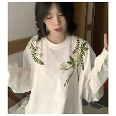网图刺绣花卉圆领2026新款卫衣宽松套头情侣装上衣YY837-特P30，男装卫衣，电商C216