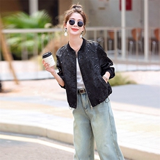 2026春装新款小个子显高上衣短款韩系洋气亮片黑色宽松外套女，女装短外套，美沁