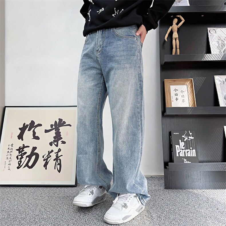 CK12/P68控98秋季中性风韩版松弛简约大气百搭舒适洗水牛仔裤图首,男装牛仔裤,星座305B-1