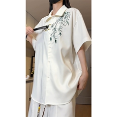 量大优供视频新风刺绣花冰丝短裤短袖套装衬衫男CP55-特p61，男装衬衫，电商B371