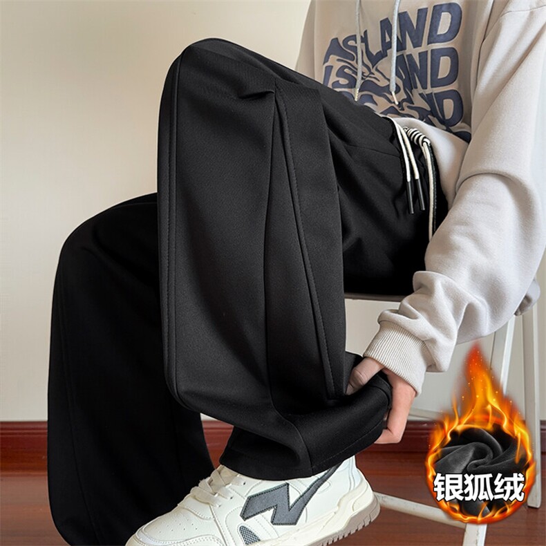 特批P35无差价冬季安哥拉红解构弯刀裤男士银狐绒卫裤K1960J加绒,男装休闲裤,电商A001