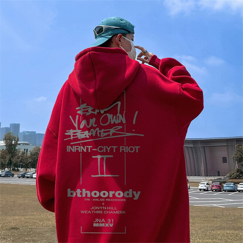 抖音得物供货可提供视频春装重磅美式宽松连帽卫衣DL2400,男装卫衣,电商A486-1