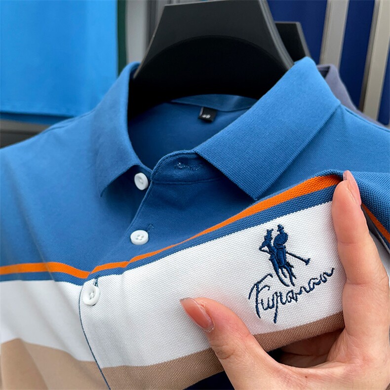 男装夏季新款保罗polo衫男短袖翻领美式商务带领半袖t恤男士薄款，男装Polo衫，电商B212（原钱塘6029）