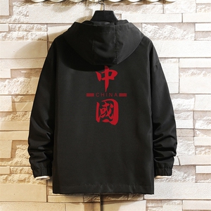 JK65198-P45 连帽夹克男大码胖子棒球服上衣外套 砖墙挂拍图片