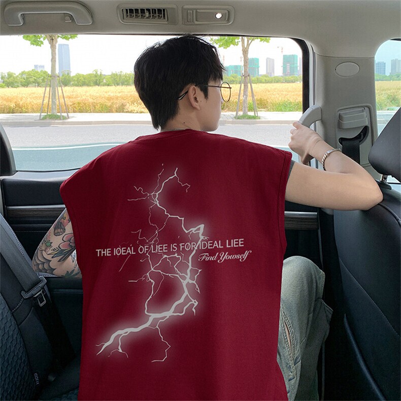 可48小时发货支持抖音得物来样二开240克重磅美式纯棉背心无袖t恤图片