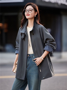 时尚拼接格子风衣外套女2025秋季新款洋气减龄巨好看中长款大衣女图片