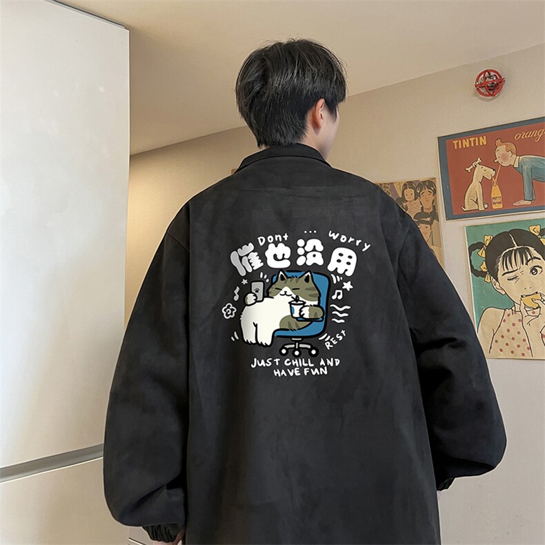 麂皮绒夹克男大码立领褂子外套JK85403-P68加绒款-P78,男装夹克,电商A040