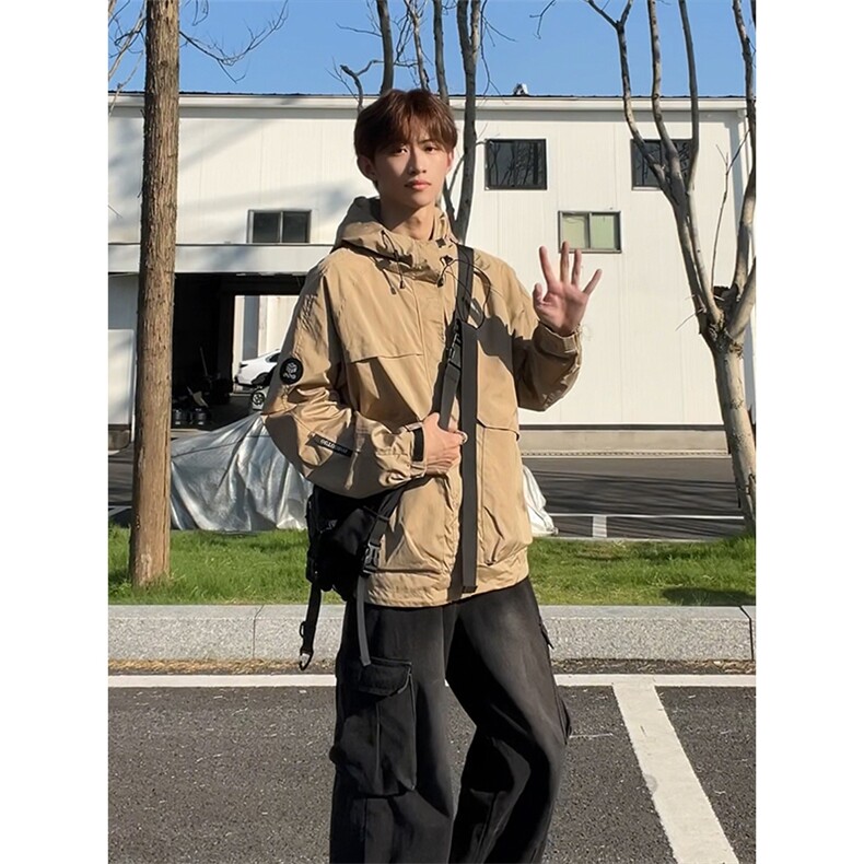 秋季美式冲锋衣男单冲户外运动休闲百搭登山服连帽F9596-特价45,男装夹克,电商A007