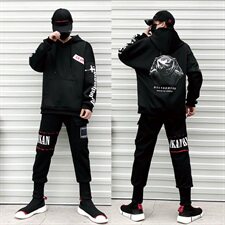 2020冬装新款加绒潮牌印花休闲运动套装男两件套A436-6662-P125，男装套装，电商A436