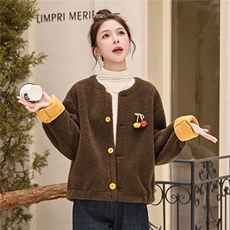 2025冬装新款简约时尚皮毛一体外套，女装毛呢外套，罗腾