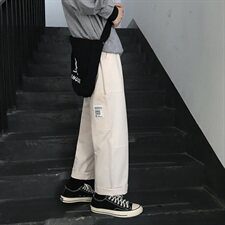 703秋季港风男士阔腿直筒休闲长裤水洗棉，男装休闲裤，星座703