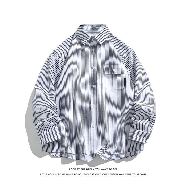 高品质条纹衬衫复古大码长袖衬衫外套C2210-P45【特价】,男装衬衫,电商A007
