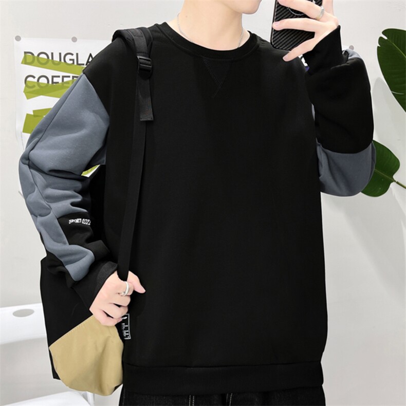 万件现货港风宽松落肩潮牌时尚男式圆领套头卫衣男女同款图片