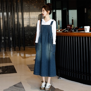 欧洲站高级牛仔裙连衣裙2025春新款减龄休闲宽松背带裙长裙女