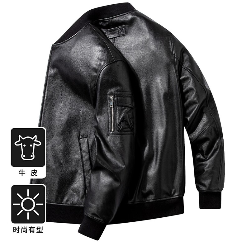 F86605真皮皮衣牛皮皮衣主推基础长期款，男装皮衣，钱塘207-1
