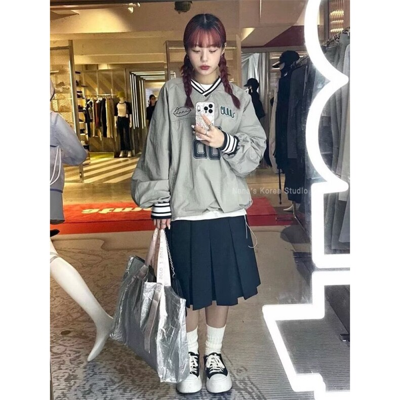 2025美式复古三条杠圆领卫衣男女春秋宽松慵懒风时尚潮牌情侣外套,女装短外套,星座506A