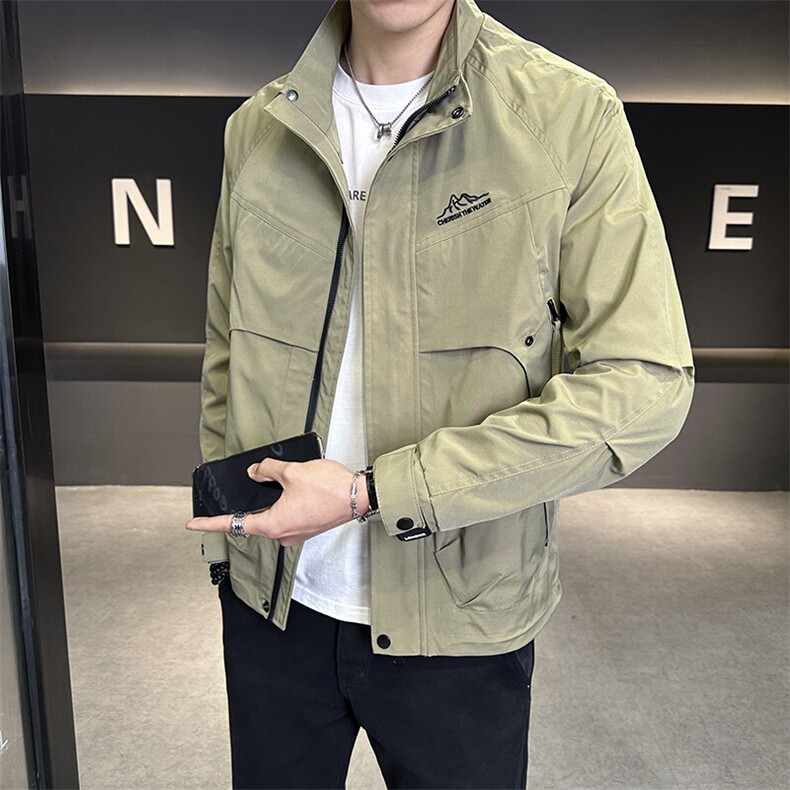 春秋立领外套潮流休闲宽松工装上衣简约百搭夹克8816-P78,男装夹克,星座703-1