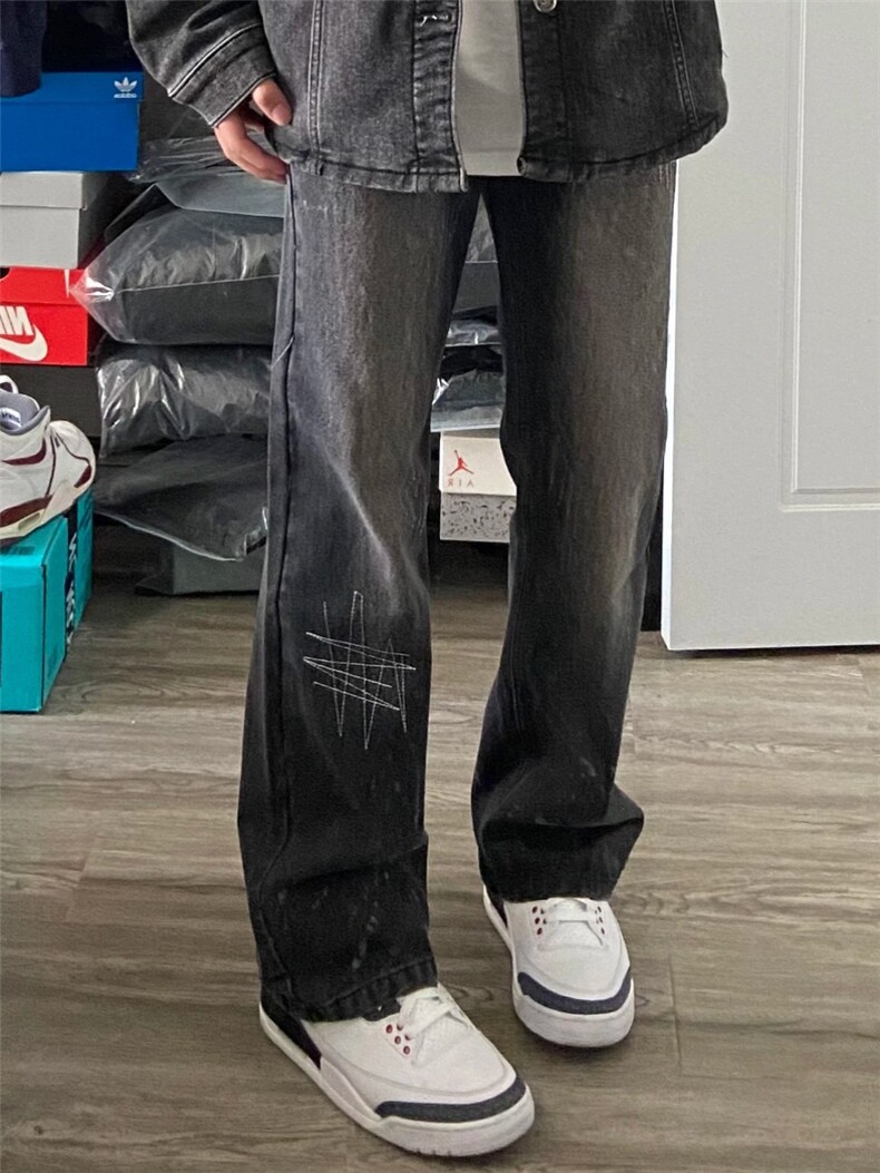 美式高街牛仔裤男潮牌个性显高休闲裤G1807/P50,男装牛仔裤,电商D202-1