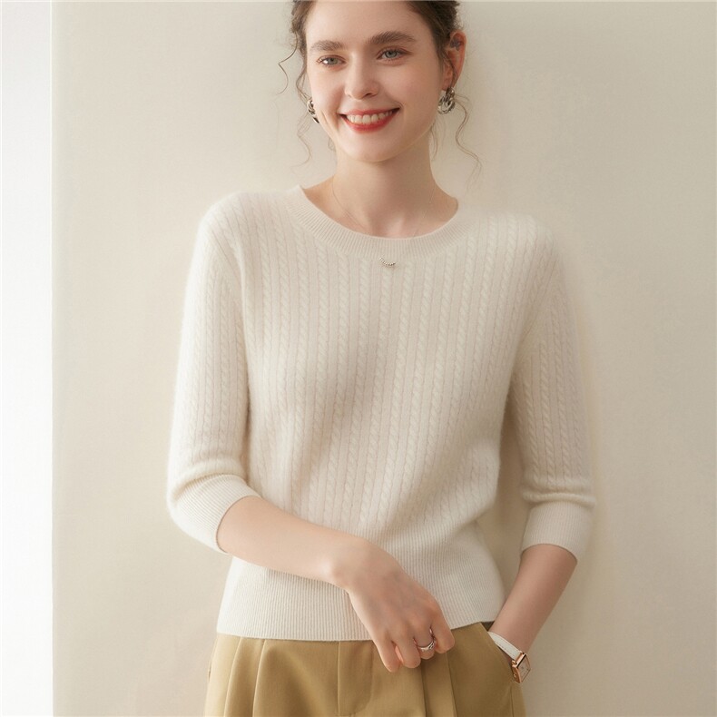 基础美~山羊绒衫女针织纯色慵懒风百搭打底毛衣宽松秋冬新款上衣，女装羊绒衫，暖凌绒