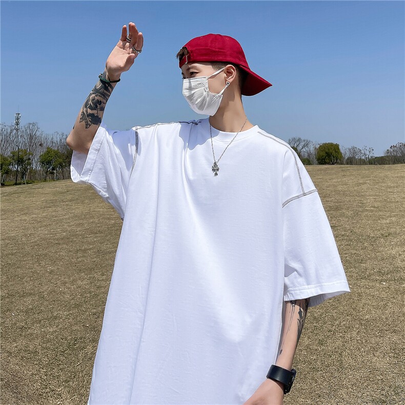 2025高品质300克全棉双纱短袖纯色暨明线T恤打底衫男RH7716-P30,男装T恤,星座610B-1