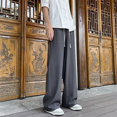 B225-K2201-P55-X69-95%聚酯纤维5%氨纶-风蛇纹宽松阔腿裤-现货，男装休闲裤，电商B225