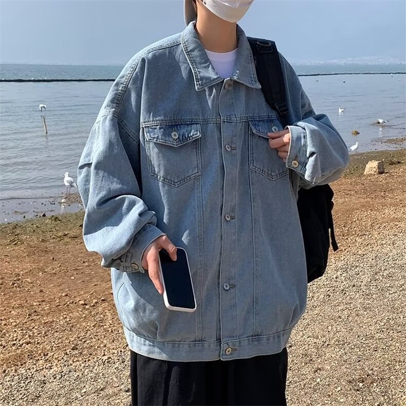春秋复古牛仔外套男休闲日系ins潮牌港风宽松百搭潮流帅气褂夹克,男装夹克,星座1210-1