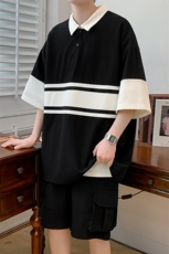 夏装新款潮简约时尚短裤T恤时尚潮牌短袖套装男女6627-P65控价88，男装T恤，电商A441-1