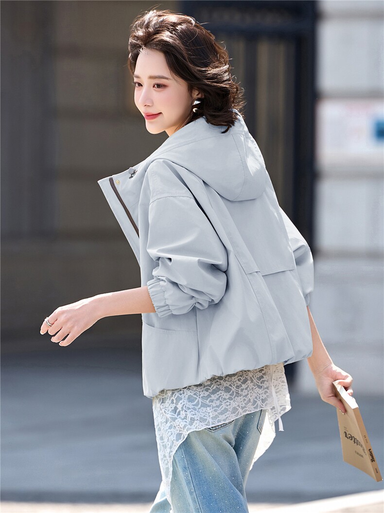 2026春季新品简约时尚休闲连帽女装短外套,女装短外套,美沁