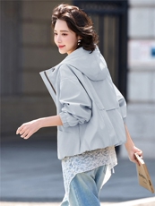 2026春季新品简约时尚休闲连帽女装短外套，女装短外套，美沁