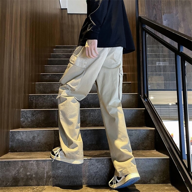 日系ins工装裤男潮牌宽松大口袋直筒裤休闲拖地阔脚长裤YK63-P40,男装休闲裤,星座1008