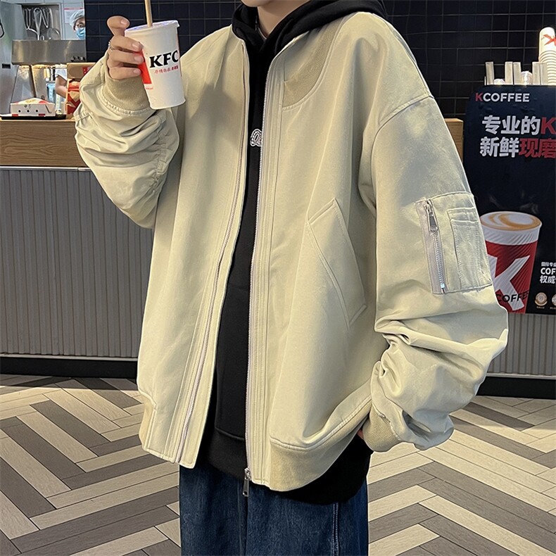 美式高街外套男春秋痞帅棒球服宽松潮牌小众飞行员夹克JK016-P63图片