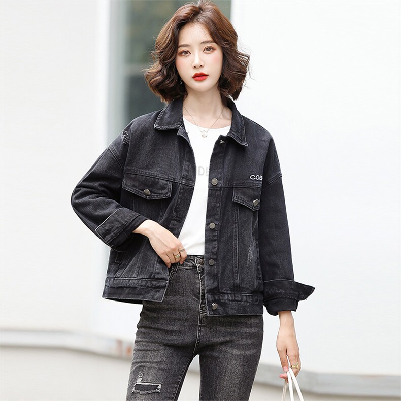 主推牛仔外套女秋冬百搭2024年新款短款上衣宽松韩版牛仔,女装牛仔外套,江南女神