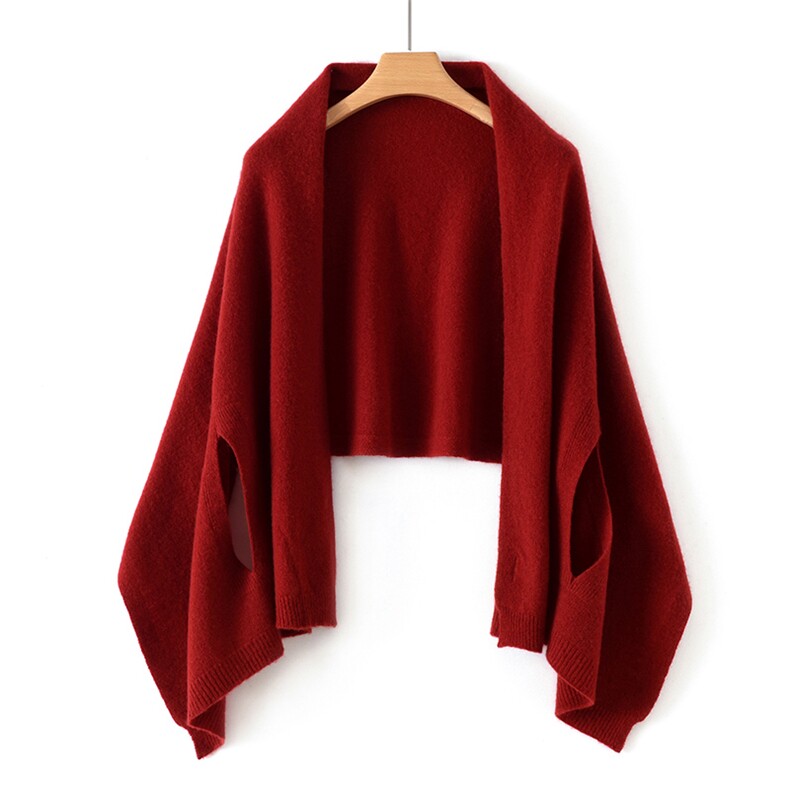 羊绒围巾女2024新款冬季纯色保暖针织时尚披肩外搭，披肩，暖习羊绒