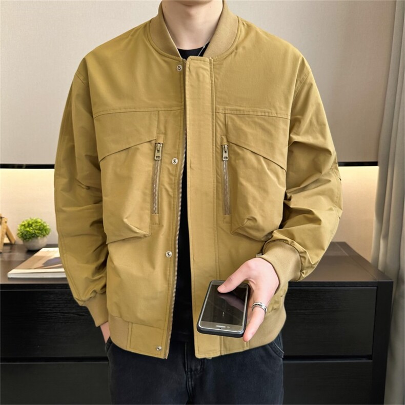 2025春装店主风新款棒球领工装休闲夹克时尚潮流外套58115-P125，男装夹克，电商A413