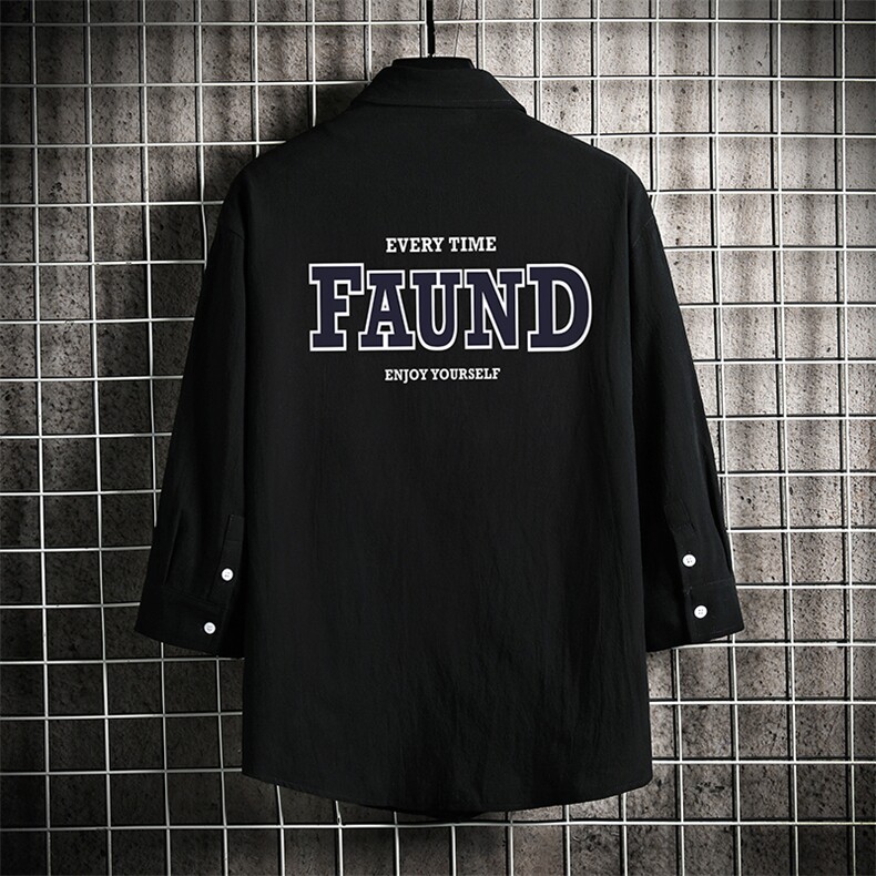 QC58295-P45亚麻七分袖衬衫男大码五分袖衬衣男短袖，男装T恤，电商A040A