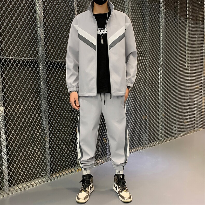 2021春秋季新款男士休闲运动套装立领两件套青少年外套D01,男装休闲套装,电商B226-2（原B217-2）