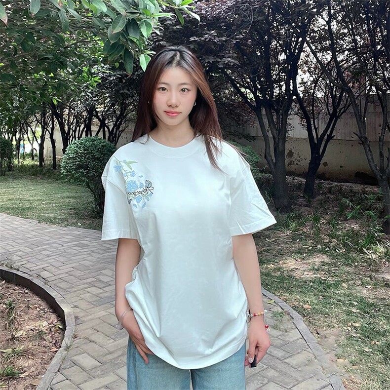 万针全刺绣解构设计260克重磅双纱纯棉高品质美式高街短袖T恤特35,男装T恤,电商A486