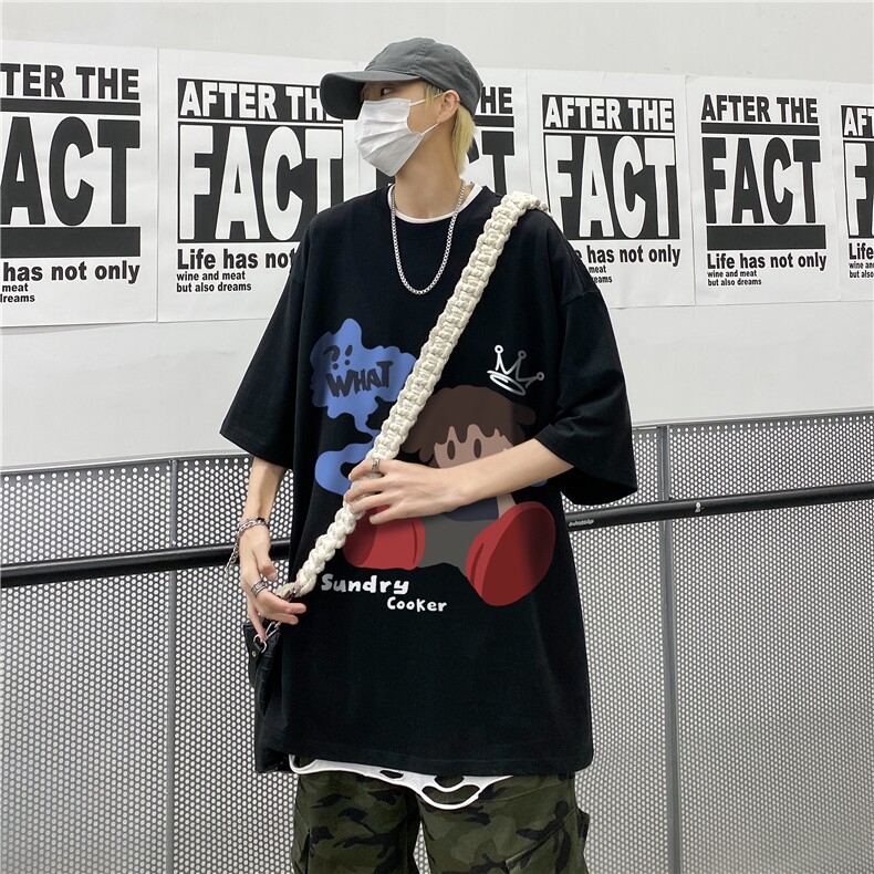 春夏新款重磅纯棉卡通印花短袖T恤M~5XLXZ604-DT207-P35控48,男装T恤,星座604