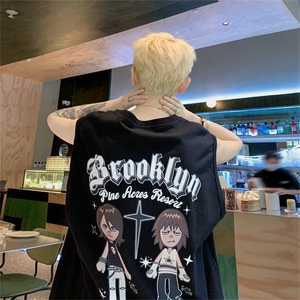 特P19控38 直播品质220g纯棉美式宽松背心男女无袖t恤潮CB2334图片