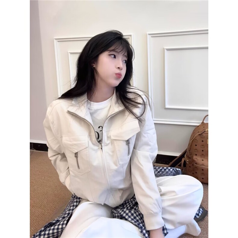 XZ452-P72开春穿搭外套女2025新款设计感美式复古百搭宽松,女装短外套,电商B323A