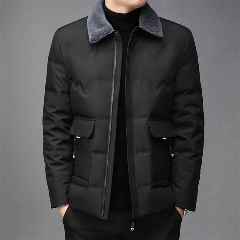 男士翻领羽绒服保暖90%白鸭绒商务休闲中青年男装外套GRW118-P250图片