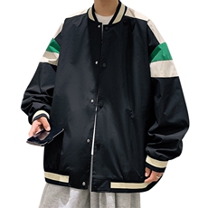 小牛津上衣夹克宽松落肩拼色棒球服外套XZ214-8JK700-P65，男装夹克，星座1204-3