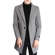 秋冬款大码青年毛呢翻领大衣男中长款风衣男外套男8803，男装毛呢大衣，A067