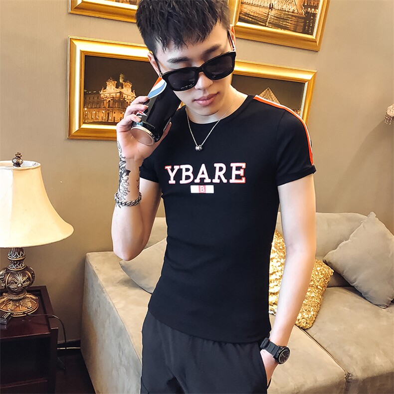 2021修身圆领帅气短袖网红社会青年同款T恤白C301-T914-P38,男装T恤,电商C301