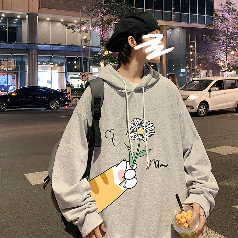 WY2265-P35纯棉连帽卫衣男大码运动帽衫宽松薄外套男,男装卫衣,电商A040