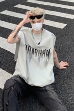 水洗做旧无袖T恤美式夏季坎肩男装背心/马甲XZ514-2-202436-P58，男装背心/马甲，星座514-2(原B239)