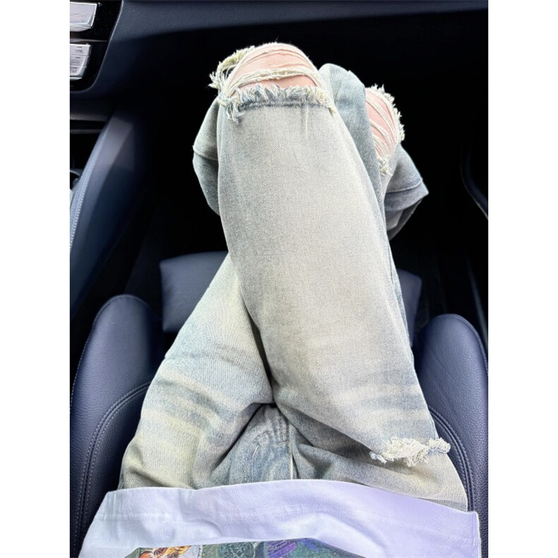 【深度库存可供得物可二改】美式高街夏季破洞牛仔裤B381/502,男装牛仔裤,电商B381（原B382）