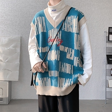 仓库大货V领针织马甲刺绣高质量坎肩大码背心DSA059-MJ008-P60，男装背心/马甲，电商A059