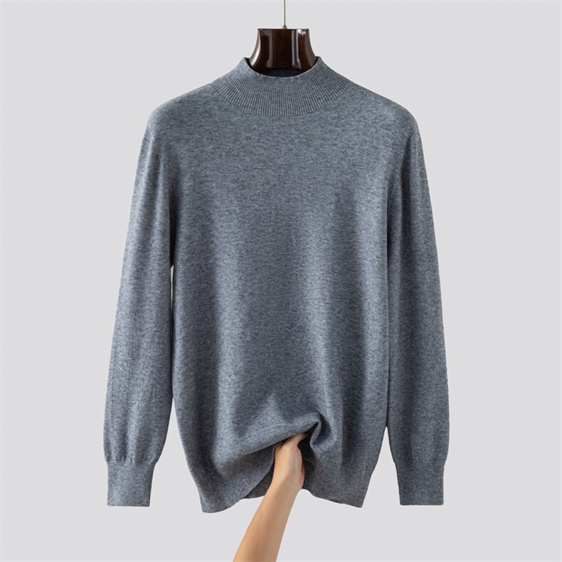2025年秋季新款百搭男士半高领长袖针织衫，男装针织衫/毛衣，众美斯特